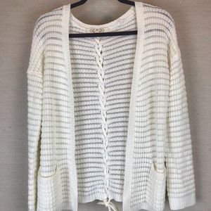 Pink Rose Cream Knit Tie Up Cardigan! 💖